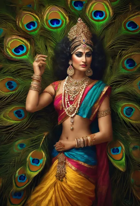 krishna with peacock feathers