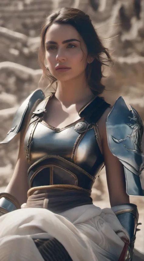 A photo of realistic woman, looks like ana de armas, wearing Knight armor, holding cloud sword from final fantasy 7, sharp and detail armor