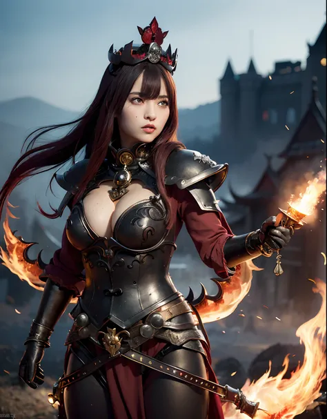 (World of Darkness),(Bleeding from the head), Professional , ​masterpiece、top-quality、photos realistic , depth of fields （Gemstone Black Metal Body:1.4),(Matte Black、Toostock、（cleavage of the breast）、（(Random Hairstyles 1.6),Dark Fantasy,）explosions、intens...