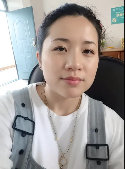 there is a woman sitting in a chair with a necklace on, 38 years old, 3 6 years old, 3 2 years old, xintong chen, 2 9 years old, 30 years old woman, 3 0 years old woman, 2 8 years old, 2 7 years old, zeng fanzh, (38 years old), 35 years old