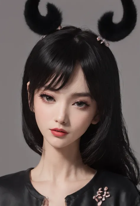 black hair, hair bobbles, wince, longeyelashes, solid circle eyes, fake animal ears, light smile, ear blush, fang, Surrealism, drop shadow, anaglyph, stereogram, tachi-e, pov, atmospheric perspective, 8k, super detail, ccurate, best quality