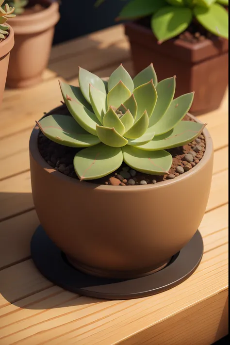 Succulents、Brown potted plant