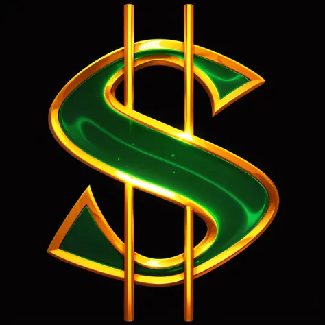 Dollar sign,golden colored，lisses，gameicon，highest masterpiece，high qulity