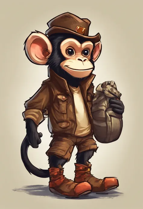 Cartoon logo monkey holding boots