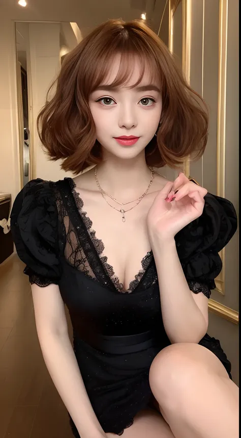 ((An ultra-high picture quality、top-quality、8k picture、​masterpiece:1.3))、Crisp focus:1.2、Beautiful woman with perfect body shape:1.4、The most beautiful face、Super Slender、abdominals:1.2、((redhead hair、Extravagant fashion cuts、Beautiful and big breasts:1.2...