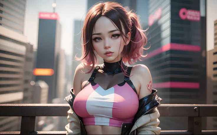 Big anime girl posing with pink top, realistic anime 3 d style, Trending on CGSTATION, 3 d anime realistic, [ 4 k digital art ]!!, photorealistic anime girl render, 8k artgerm bokeh, artwork in the style of guweiz, photorealistic anime, Hyper realistic ani...