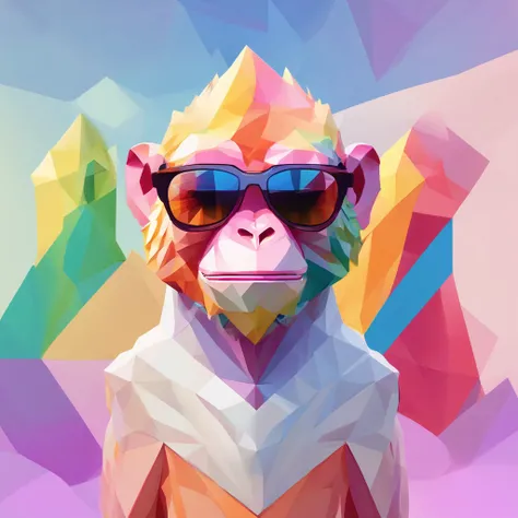 Perfect alignment, Monkey，Crystal vases，Rose flower, wearing sunglasses, cheerfulness, Standing position, abstract beauty, centered, looking at the camera, facing the camera, On the way to perfection, dynamic, Highly detailed, Smooth, sharp-focus, 8K, high...