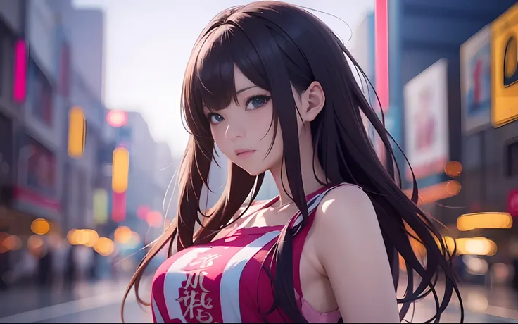 Big anime girl posing with pink top, realistic anime 3 d style, Trending on CGSTATION, 3 d anime realistic, [ 4 k digital art ]!!, photorealistic anime girl render, 8k artgerm bokeh, artwork in the style of guweiz, photorealistic anime, Hyper realistic ani...