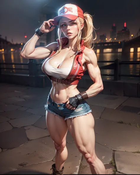 Female version Terry Bogard, Anatomia correta,epic fantasy digital art,tmasterpiece,8k,high-definition resolution,desenho detalhado,Qulidade Superior,, Epic composition, músculous body