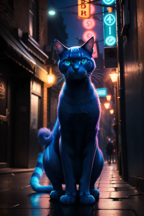 The Neon Cat is a special feline with a vibrant blue coat that is said to glow brightly at night. It roams the dark corners and alleys of the city, helping those in need. Its presence has given hope and courage to many.