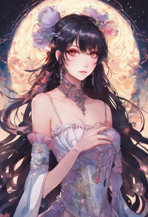 anime girl with long black hair and a corset dress, seductive anime girl, anime girl with long hair, cute anime waifu in a nice dress, gothic maiden anime girl, (anime girl), female anime character, attractive anime girl, with long hair and piercing eyes, ...