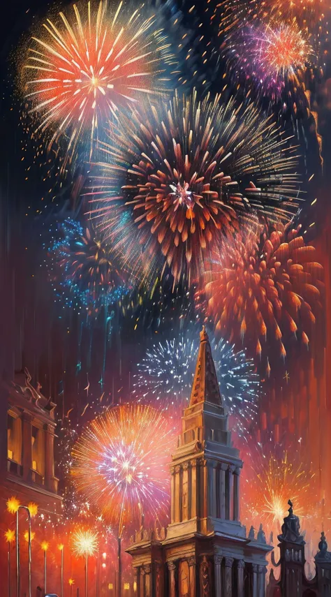 (Painting:1.3) of (Realistic:1.3),(Happy:1.3) textured oil painting of (fireworks:1.5) at dusk in (Saint Peters Square:1.5),(by Artist Leonid Afremov:1.3),(Mingei:1.3),(Colorful:1.3),propaganda poster,soviet poster,sovietwave