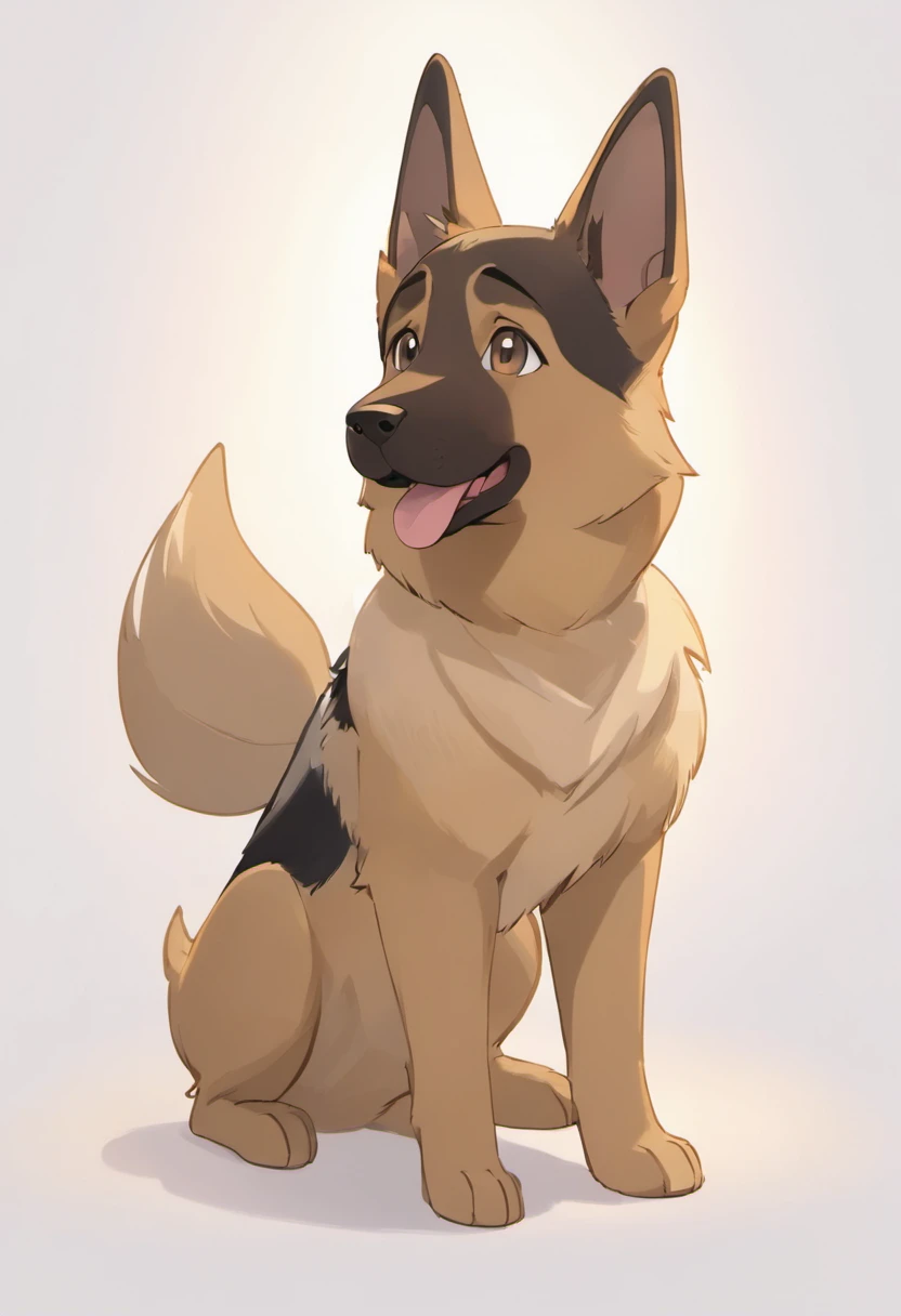 A touching scene in ultra-high definition 3D showcasing  German Shepherd.  German Shepherd, beautifully rendered in detail. The overall atmosphere is tender, filled with hope and serenity. White background,