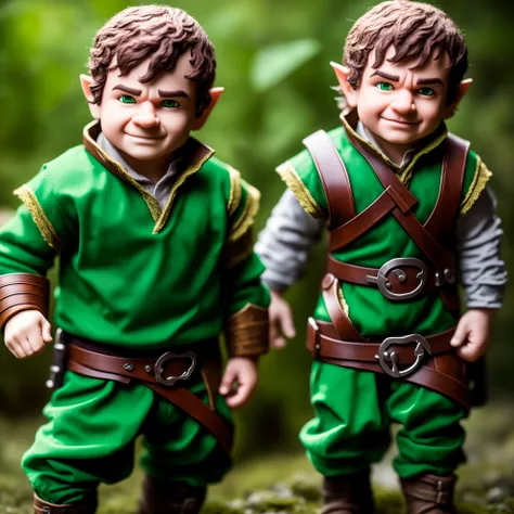 Ultra realistic halfling man from Dungeons and Dragons dressed in green clothes