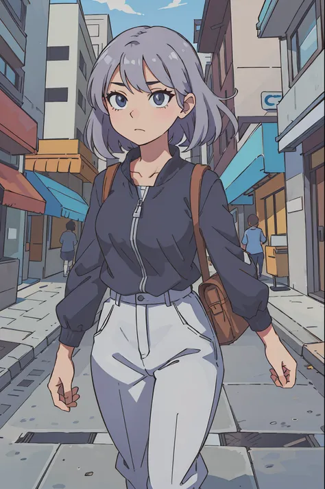 (best-quality:0.8), (best-quality:0.8), perfect anime illustration, extreme closeup portrait of a pretty woman walking through the city