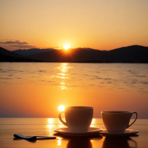 Coffee and Sunrise/Sunset: Capture the warm, soft light of a sunrise or sunset illuminating your coffee cup for a serene and calming image.