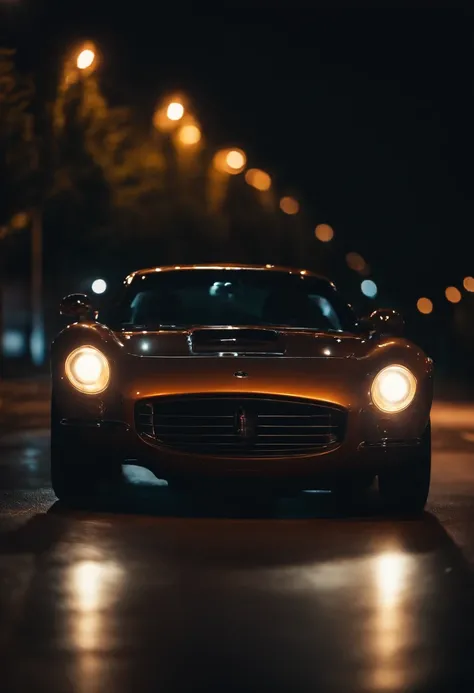 Portrait of a sports car in the night