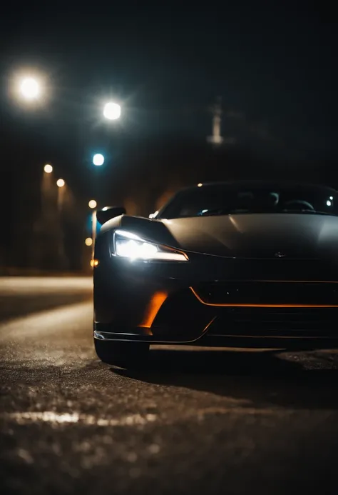 Portrait of a sports car in the night