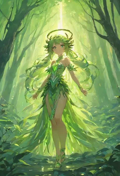 (best quality,4k,8k,highres,masterpiece:1.2),ultra-detailed,(realistic,photorealistic,photo-realistic:1.37),forest,captivating female Dryad creature,enchanted ethereal landscape,lush vegetation,majestic ancient trees,magical sunlight streaming through the ...