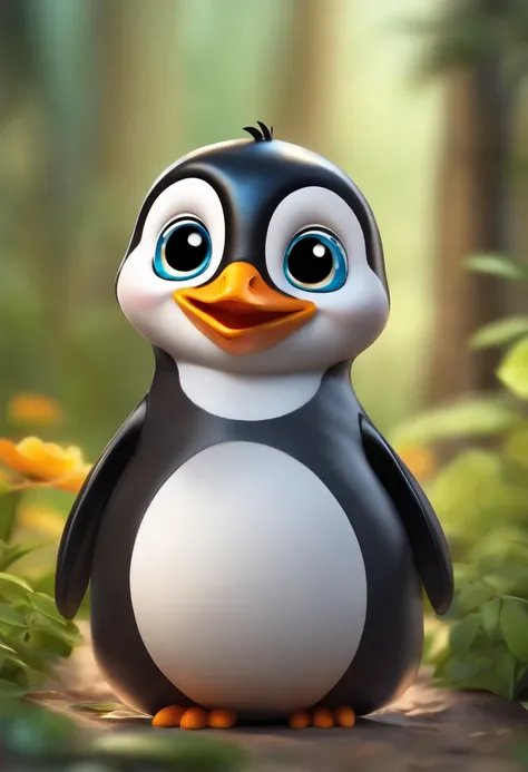 penguin hello raising hand with smiling cute chibi cartoon