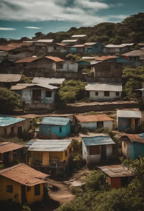 Image in graffiti drawing merging cluster of houses and shacks with sights that exists in Pampulha