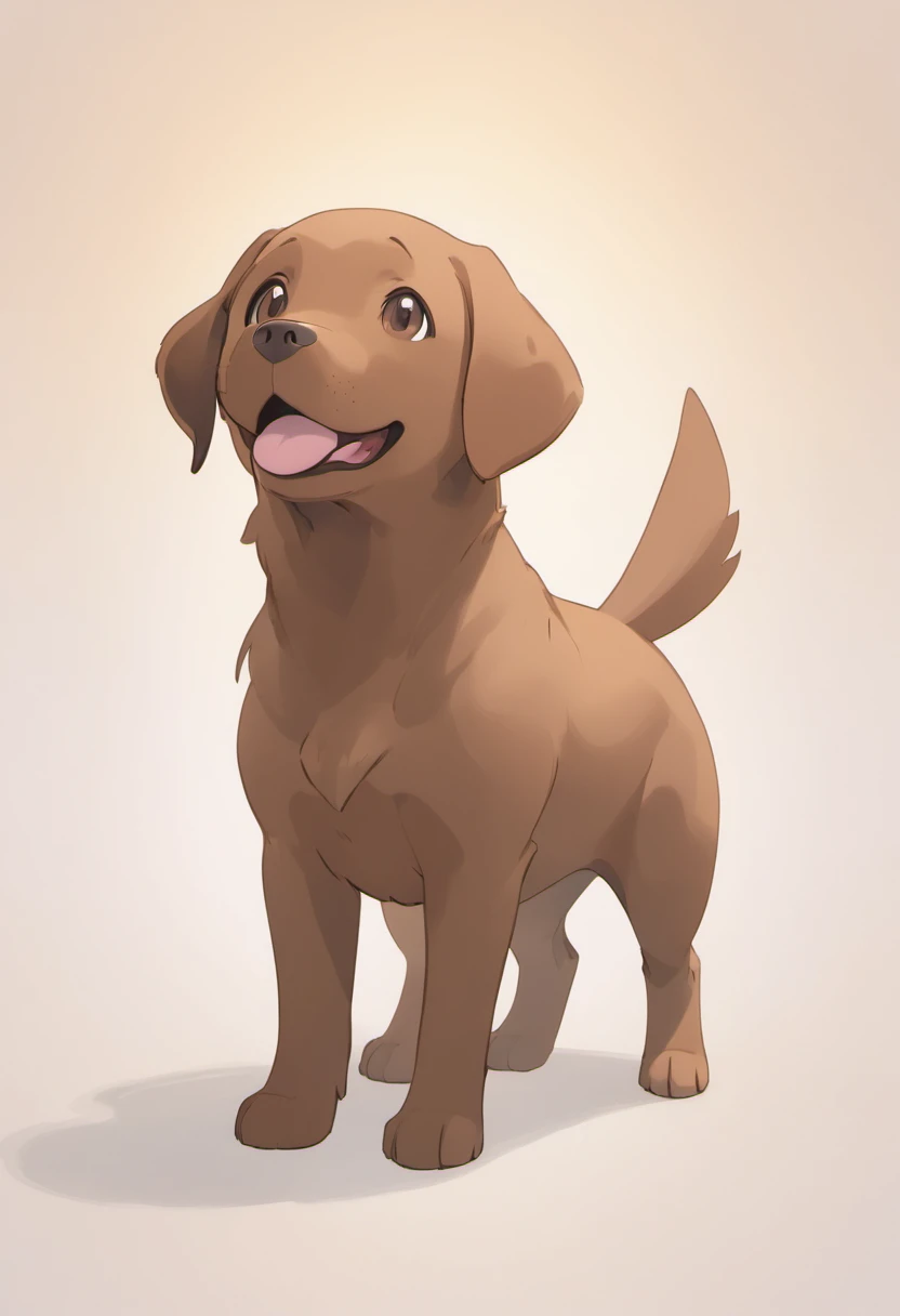 A touching scene in ultra-high definition 3D showcasing brown Labrador Retriever.  brown Labrador Retriever, beautifully rendered in detail. The overall atmosphere is tender, filled with hope and serenity. White background,