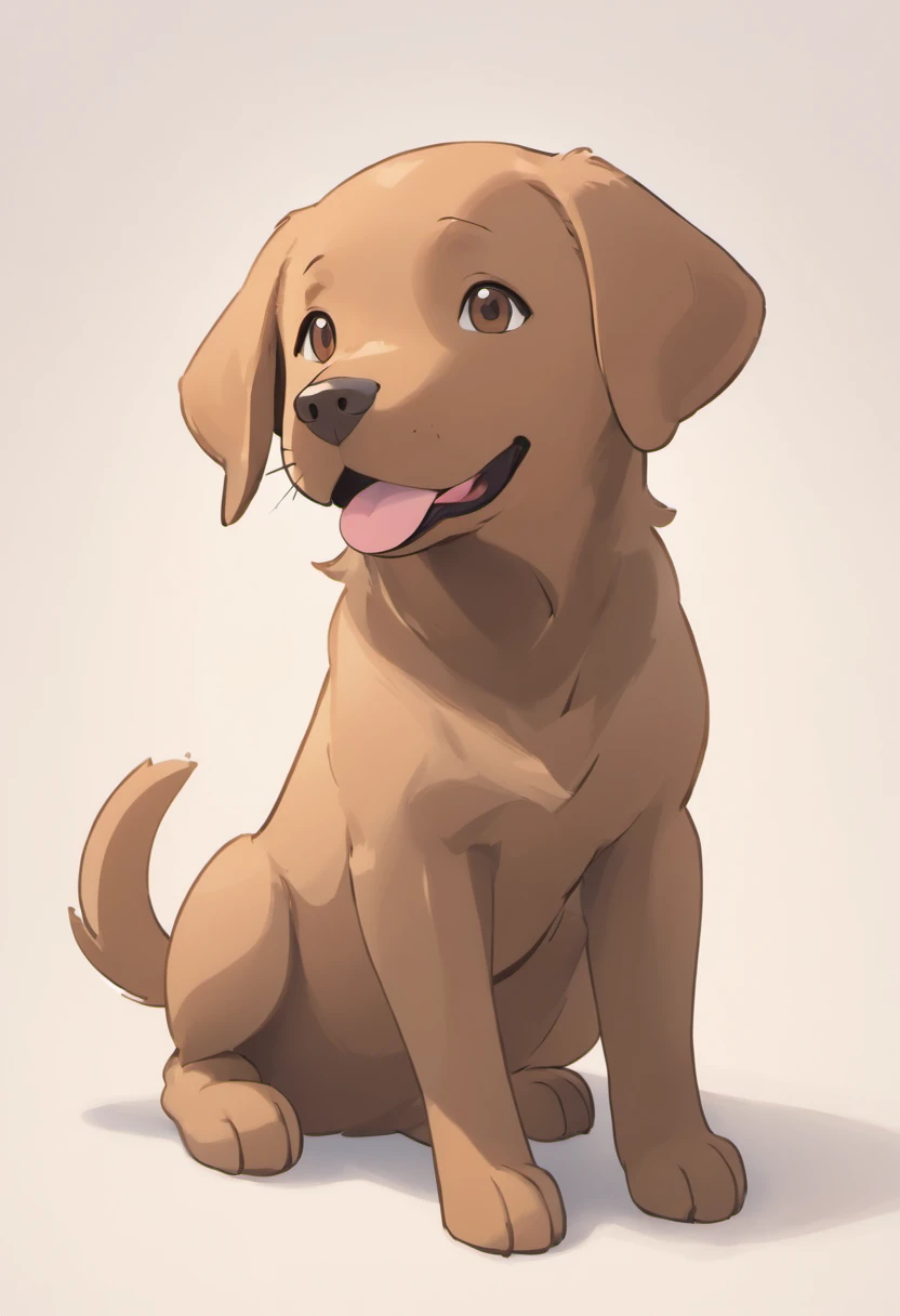 A touching scene in ultra-high definition 3D showcasing brown adult Labrador Retriever.  brown adult Labrador Retriever, beautifully rendered in detail. The overall atmosphere is tender, filled with hope and serenity. White background,