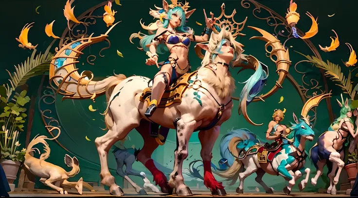 In the beautiful illustration of this super-grand scene，The ultra-distant lens shows us（Over eight separate and distinctive centaur characters：9.9），They all have their own characteristics，Vivid and interesting。Radiant from the heavens（Angelic centaurs：6.6）...