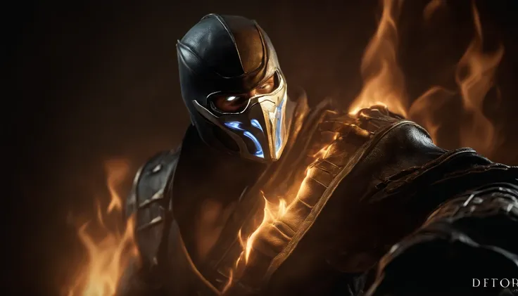 ((Subzero do mortal Kombat, ultra realistic)), (((corpo inteiro))), ((perfect hands)), atordoante, hyper realistic, octan render, surrounded by the effect of smoke and lightning, Estilo Mortal Kombat, fundo antigo, elegante, atordoante, (papel de parede), ...