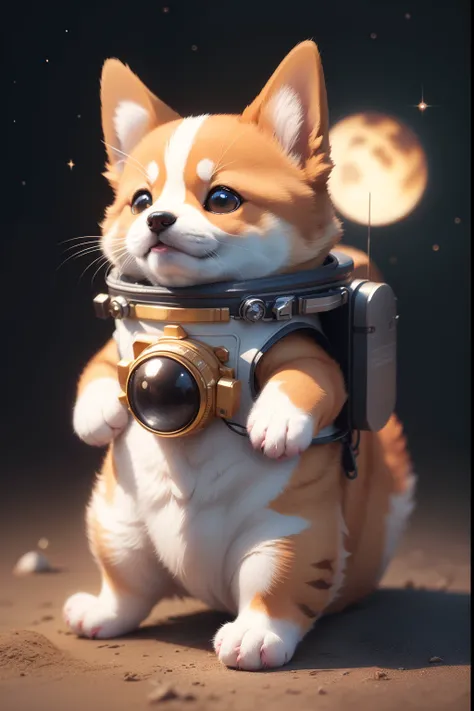 kitty cat sitting on the ground with a no background, corgi cosmonaut, dog in a space suite, shiba inu cosmonaut, shiba inu cosmonaut portrait, cute corgi, corgi with]!!, adorable digital painting, cute detailed digital art, cute 3 d render, sticker