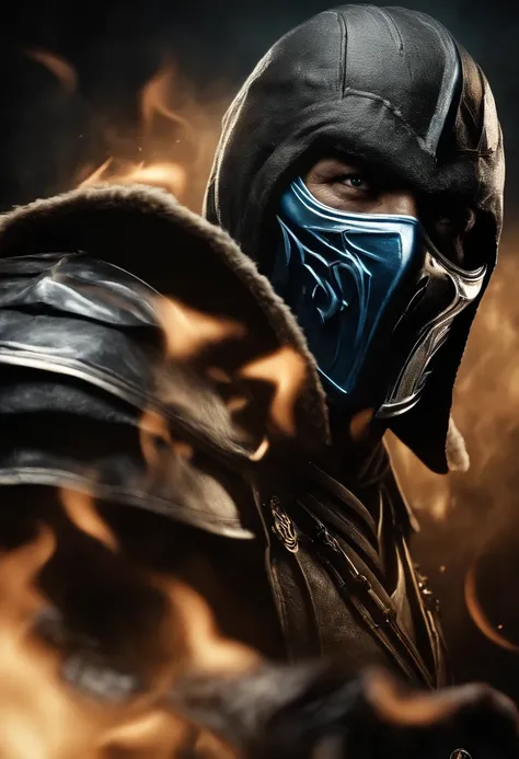 ((Subzero do mortal Kombat, ultra realistic)), (((corpo inteiro))), ((perfect hands)), atordoante, hyper realistic, octan render, surrounded by the effect of smoke and lightning, Estilo Mortal Kombat, fundo antigo, elegante, atordoante, (papel de parede), ...