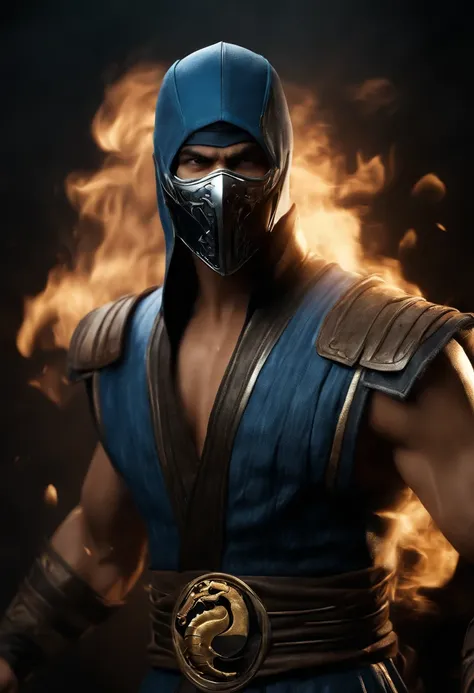 ((Subzero do mortal Kombat, ultra realistic)), (((corpo inteiro))), ((perfect hands)), atordoante, hyper realistic, octan render, surrounded by the effect of smoke and lightning, Estilo Mortal Kombat, fundo antigo, elegante, atordoante, (papel de parede), ...