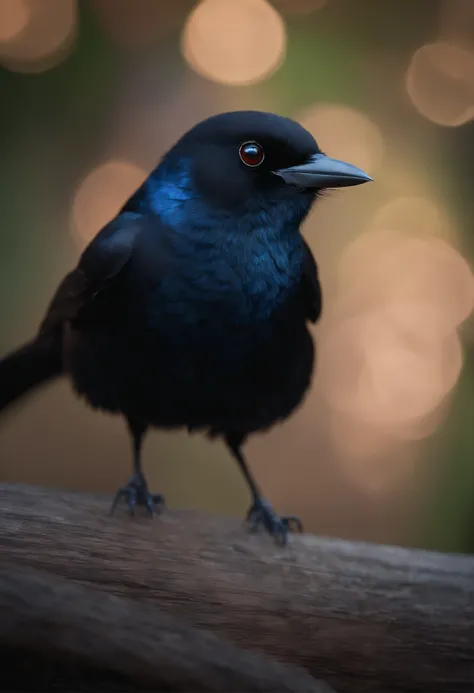 a black bird with blue eyes, (Pixar style) (Masterpiece:1.2) (Bokeh) (Best quality) (Detailed skin) (Detailed texture) (8K) (clay) (Cinematic lighting) (Sharp focus