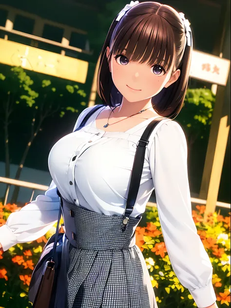 hight resolution,8K,Best Quality,detaileds,semi - realistic anime,Anime 3D Style,Smooth Anime CG,1 girl in,20 year old woman in Japan,slim,modeled,shiny chestnut hair,Medium Hair,Detailed face,Beautiful and detailed eyes,Glowing skin,((Large white half-len...