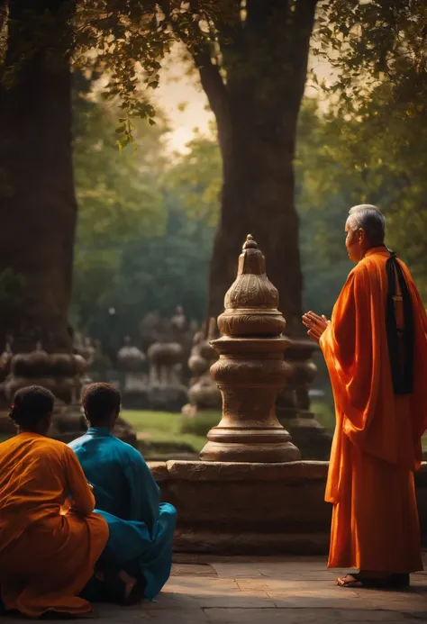 Students bowing to a master