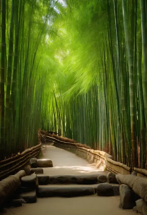 tranquil bamboo groves surrounding a ancient courtyard school