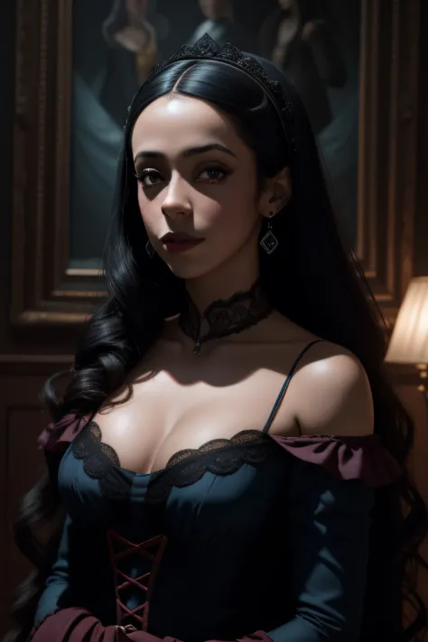 sombras, darkeness, oona chaplin, vampira, rosa vermelha, Rococo blue dress, galeria de arte sombria