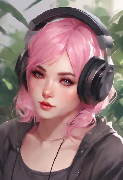 anime girl with pink hair and headphones, artwork in the style of guweiz, style artgerm, 8k artgerm bokeh, kda, artgerm portrait, extremely detailed artgerm, artgerm detailed, ! dream artgerm, ig model | artgerm, artgerm lau, lofi portrait