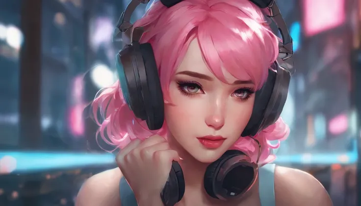 anime girl with pink hair and headphones, artwork in the style of guweiz, style artgerm, 8k artgerm bokeh, kda, artgerm portrait, extremely detailed artgerm, artgerm detailed, ! dream artgerm, ig model | artgerm, artgerm lau, lofi portrait