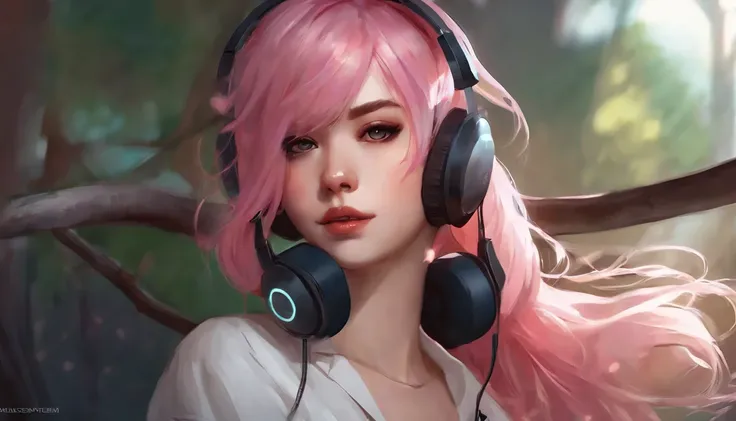 anime girl with pink hair and headphones, artwork in the style of guweiz, style artgerm, 8k artgerm bokeh, kda, artgerm portrait, extremely detailed artgerm, artgerm detailed, ! dream artgerm, ig model | artgerm, artgerm lau, lofi portrait