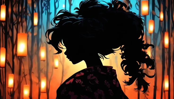 (Silhouette Art,cutouts:1.6)
(((Paper cutting art,A world where only black exists:1.3)

(Cowboy Shot),1 girl,Solo,
(Kimono Girl,profile:1.2),white, Clear and beautiful face,

BREAK
(Mass candles)
Textured glass background,