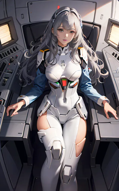 (((only one person))), (((only one face))), inside the cockpit, precision equipment, very beautiful face, detailed face, very be...