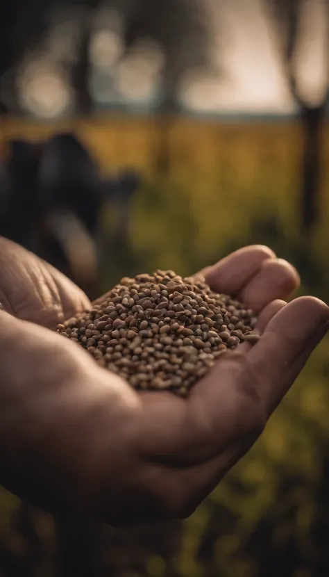 a small seed in the farmers hand