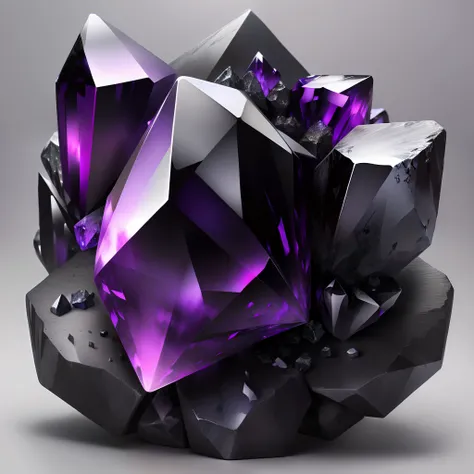 Black hair crystal amethyst white crystal ore realism