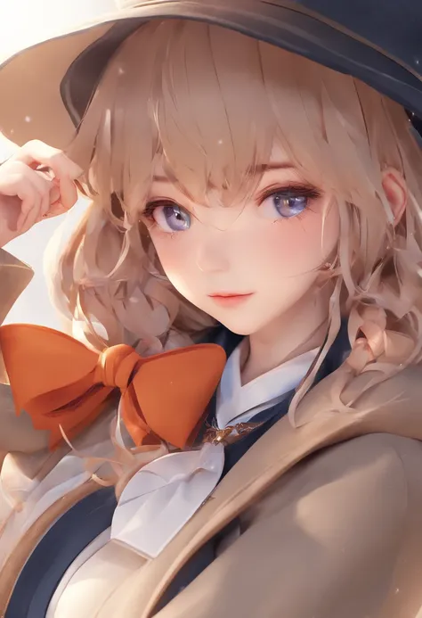 Starry eyes, It looks even more beautiful than immortal, Ahoge, hair, star-shaped pupils, Amber eyes, colored contact lenses, blush, high detailing, Anime, romanticism, Modern, Gothic art, Anime style, Film Lighting, Ray tracing, Motionry, close-up, Sony F...