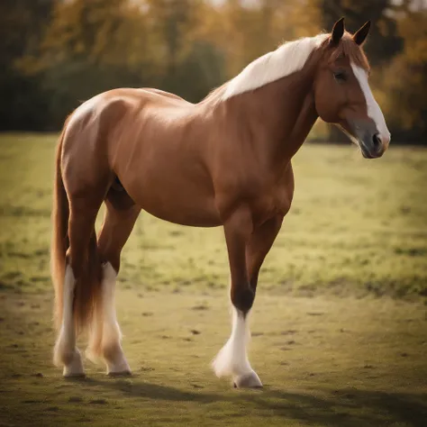 chestnut horse with white bles and four white legs