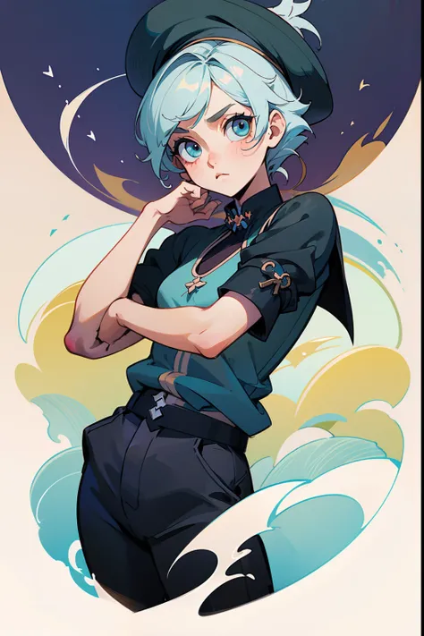 Anime - style image of a woman in a white shirt and black pants, Delicate androgynous prince, de meninas da linha de frente, Guweiz, Arte no estilo de Guweiz, Beautiful androgynous prince, pose de anime bonito, Arte Zerochan, Guweiz em Pixiv ArtStation, de...