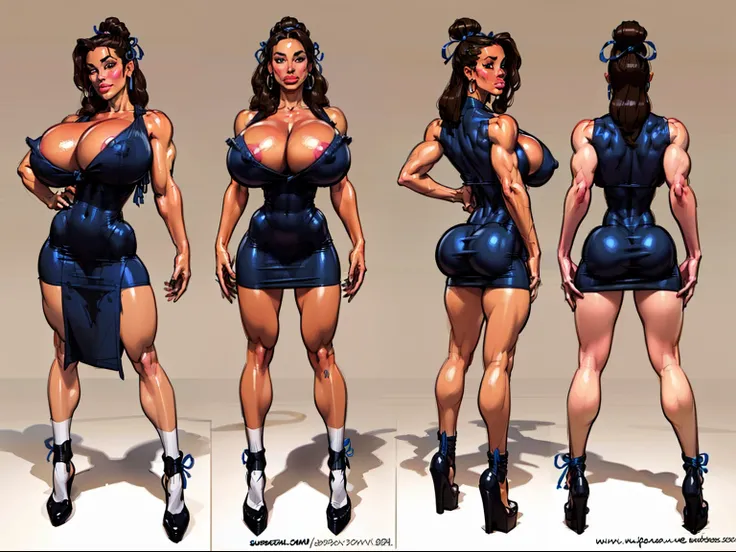 ((masterpiece)),(((best quality))),((character design sheet)), ((full body view)) ((native american girl)) mature face, defined cheekbones, high cheekbones, illustration, native girl, muscular, ((buckskins:1.4)), sexy bimbo, (gigantic breasts:1.7) black ha...