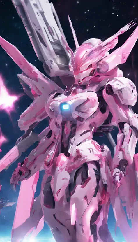 Pink and white hair and pink and white helmet in Arafs, Detailed digital anime art, Best anime 4k konachan wallpaper, anime mecha aesthetic, 4k highly detailed digital art, robot mecha female dragon head, wlop and krenz cushart, highly detailed anime, mech...