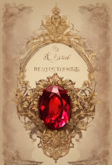 ((Best quality)), ((masterpiece)), (detailed:1.4), a gorgeous red ruby stone with golden letters RS engraved